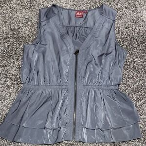 Indian Motorcycle Grey Sleeveless Zip-Up Top